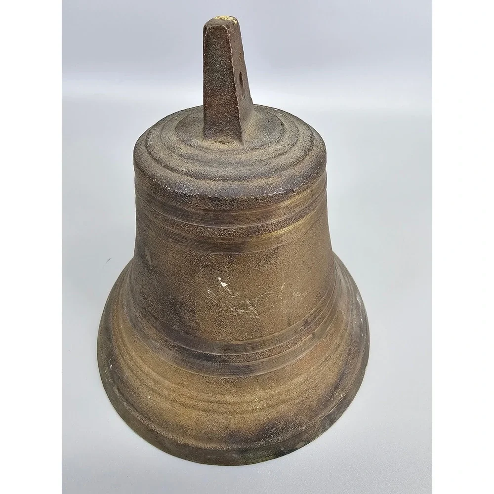 Antique Bronze Bell no 16 Late 19th Century Brown Cast Metal Iron Clapper 4.5in